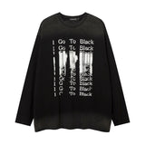 Men Long Sleeve Shirt Distressed Gradient Long Sleeve T-shirt Men and Women Hiphop Street Retro Base