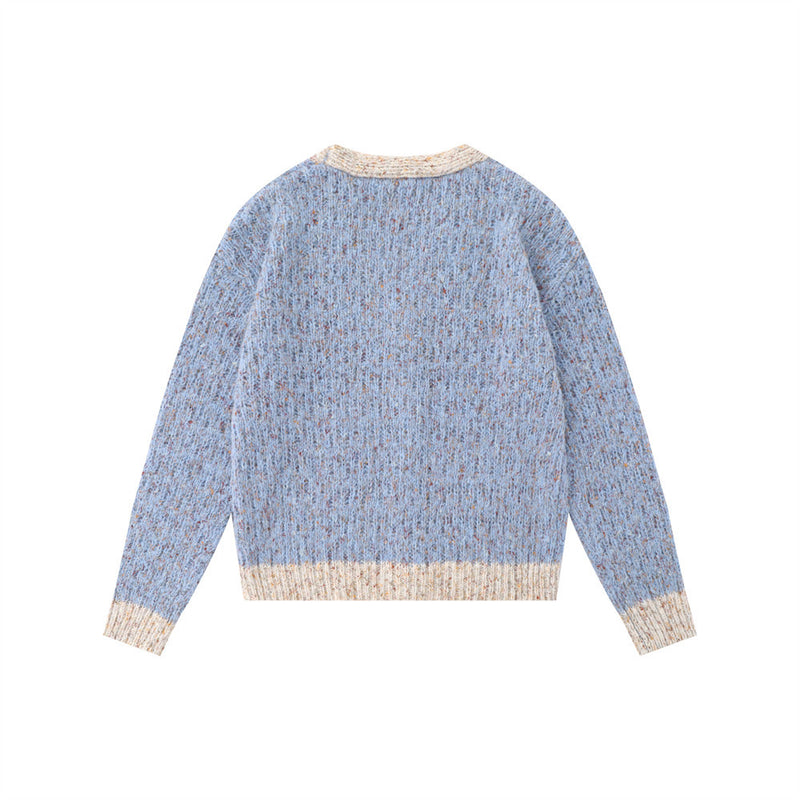 Women Sweater Color Matching Sweater Button Casual Long Sleeve