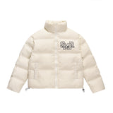 Men Cotton Padded Jacket Men's Cotton Jacket Simple Letters Embroidered Stand Collar