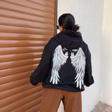 Women Sweatshirt Printed Hooded Casual Outer Wear Loose