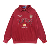 Men Hoodie Washed Distressed Letters Printing Lapel Sweater Men's Loose Spring and Autumn