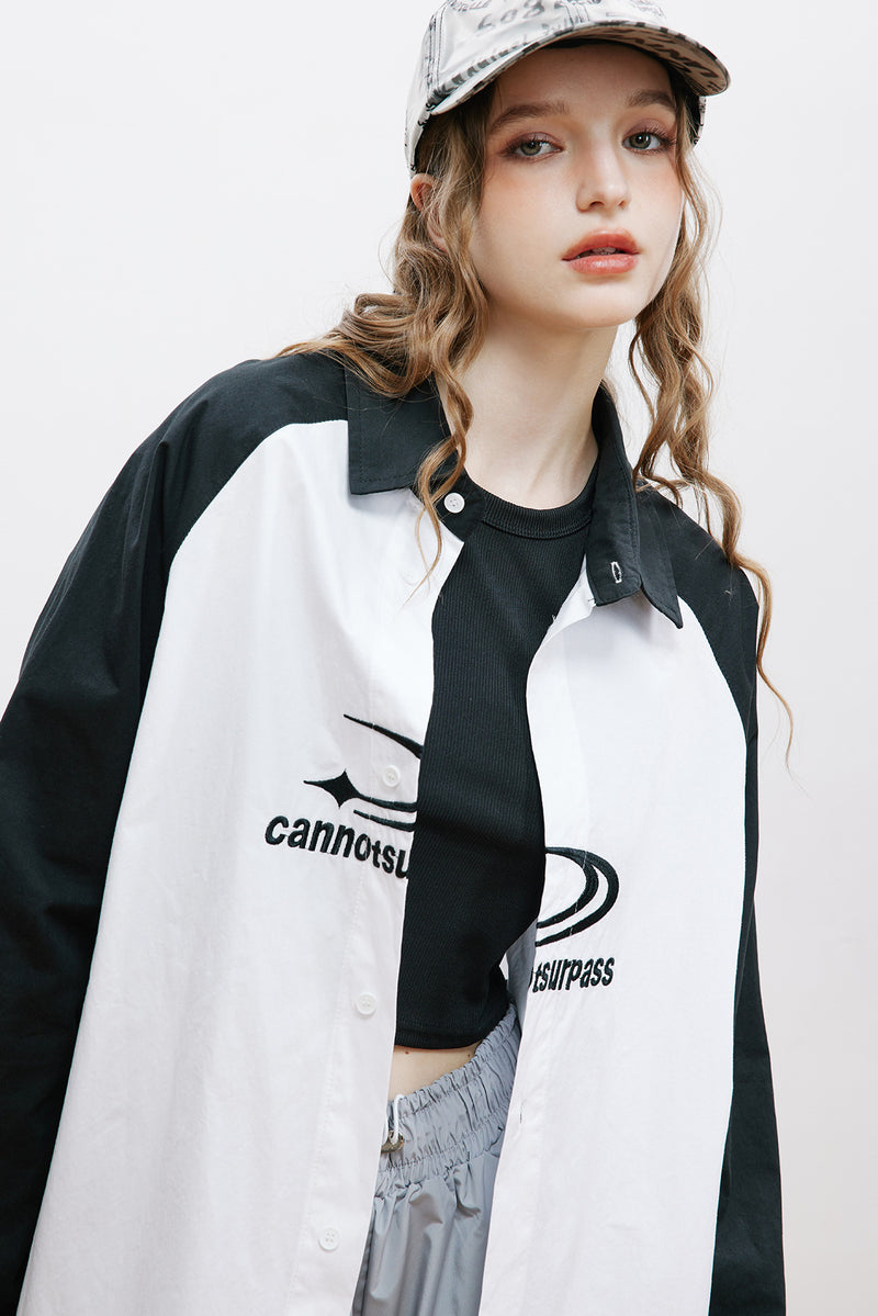 Unisex Jacket Fall Color-Blocking Embroidered Shirt Women's Clothing