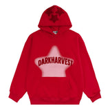 Men Fleece Lined Hoodie Embroidered Hoodie Men's High Street Ins Loose Pullover Hoodie