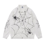 Men Denim Jacket Spring and Autumn Denim Jacket Men's Printed Washed and Worn Denim Jacket