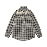 Men Long Sleeved T Shirt Plaid Long Sleeve Shirt Men Ins Spring and Autumn Letter Embroidery Loose Casual Jacket