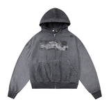 Men Hoodie Tie-Dye Gradient Coat Worn Looking Washed-out Cardigan Sweater Hoodie Loose Long Sleeve