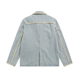 Men Denim Jacket Washed Denim Jacket Men Autumn Stitching Loose Jacket Coat