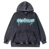 Men Hoodie Washed and Worn Hooded Sweater Men Autumn and Winter Loose Printed