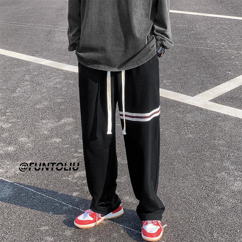 Men Sweatpants All-Match Loose Wide Leg Leisure Straight Sports Pants