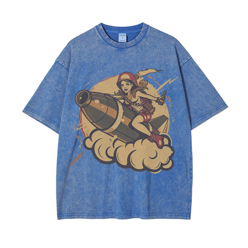 2024Beer Bottle Bomb Anime T Shirt Printed Oversized