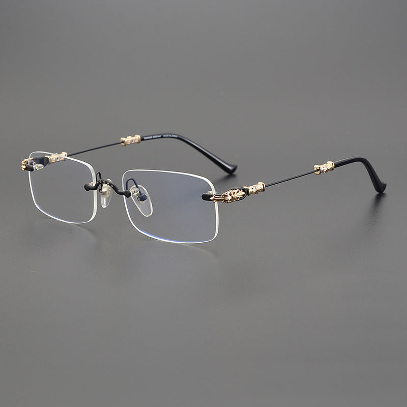 CHH Chrome Hearts Glasses Frameless Ultra Light Pure Titanium Myopia Anti-Blue Retro Glasses Frame
