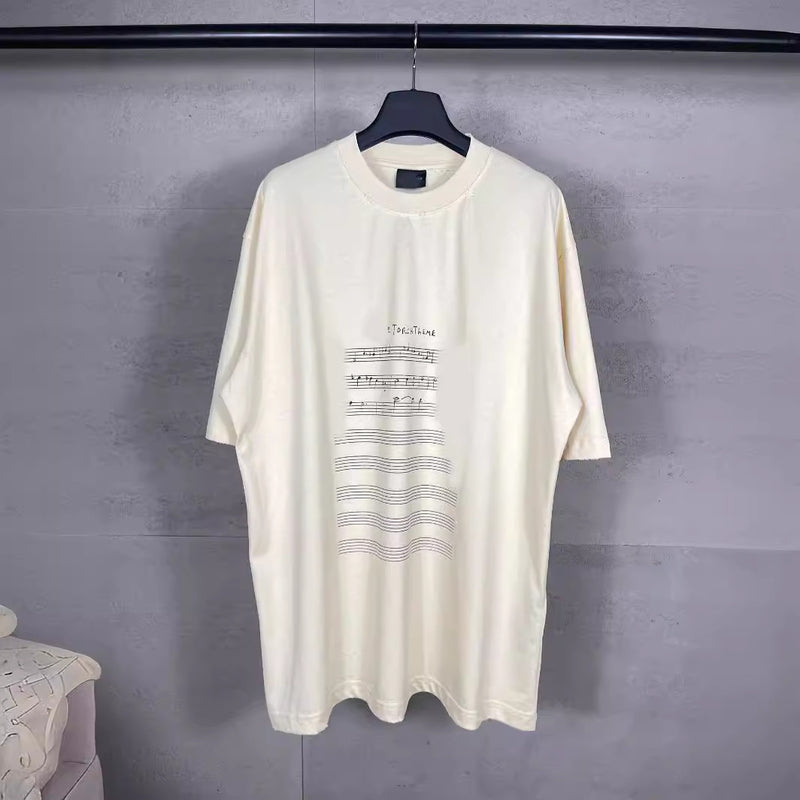 Men T-shirts Summer Paris Music Short Sleeve T-Shirt Loose Casual