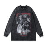 Men Long Sleeve Shirt Printed Washed and Worn T-shirt with Long Sleeves Hoodie Men and Women