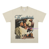 Kendrick Lamar T Shirts Portrait Print Vintage Hip Hop Short Sleeve Loose T-Shirt