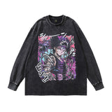 Men Long Sleeve Shirt Cartoon Print Bottoming Long Sleeve T-shirt Men and Women Oversize Couple's Tops
