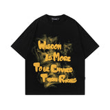 Men T Shirt Letter Short Sleeve T-shirt Men's Retro Loose Pure Cotton Couple