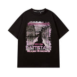 Men T Shirt Hiphop Street Retro Printed Couple Short Sleeve T-shirt Men and Women