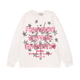 Men Long Sleeve Shirt Idle Style Alphabet Graffiti Print Long Sleeve T-shirt Men and Women All-Matching