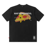 Men T Shirt Pizza Printed Short-Sleeved T-shirt Men and Women Loose