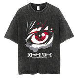 Harajuku Vintage Washed T Shirts Death Note Anime