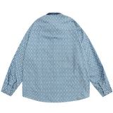 Men Long Sleeved T Shirt Cartoon Letter Embroidered Neckline Long Sleeve Shirt Trendy Loose Striped Shirt