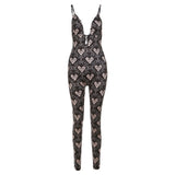 Women Jumpsuit Fall Women's Clothing Printed Slim-Fit High Waist Jumpsuit