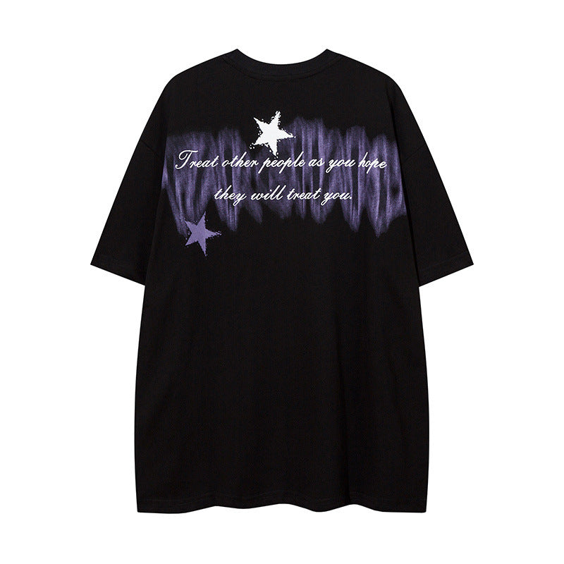 Men T Shirt Street Graffiti Short Sleeve T-shirt Men and Women Couple Loose Hip Hop