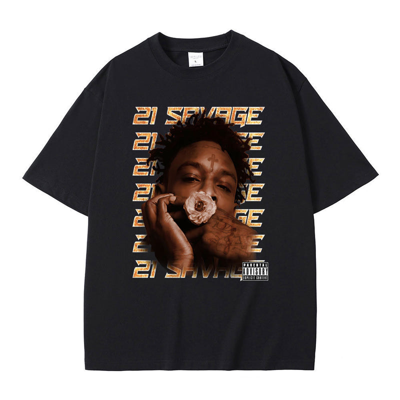 Rapper 21 Savage Graphic Tshirt Men's Hip Hop Vintage
