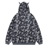 Men Fleece Lined Hoodie Camouflage Cardigan Sweater Men's Autumn and Winter High Street Zip Long Sleeve Coat