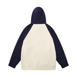 Men Hoodie Animal Print Dog Hooded Sweater Color-Block Raglan Sleeves