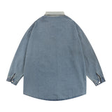 Men Long Sleeve T Shirt Spring and Autumn Long Sleeve Pullover Denim Top Men's Embroidery Letter Polo