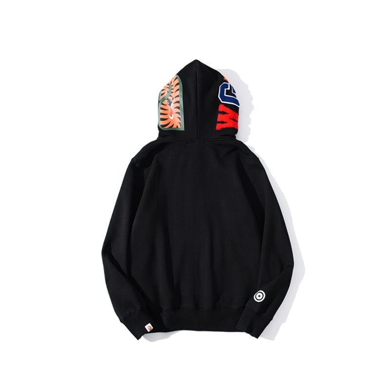 Bathing Ape Jacket Autumn and Winter Solid Color Blue Pink Double Hood Sweater Men and Women Zipper Fleece Padded Coat