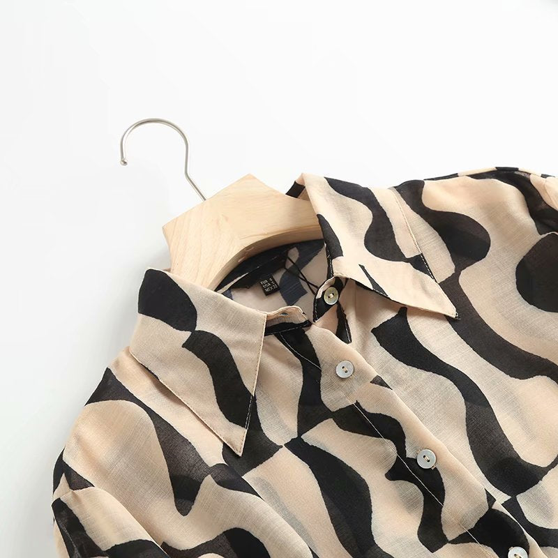 Women T-Shirt Spring/Summer Contrast Color Silk-like Long-Sleeved Shirt