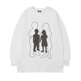 Men Long Sleeve Shirt Printed Long Sleeve T-shirt Men's and Women's Casual Smiley round Neck Top