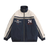 Men Cotton Mixed Jacket Coat Stitching Contrast Color Cotton Coat Jacket Men Winter Cotton Padded Warm Loose Letter Embroidery