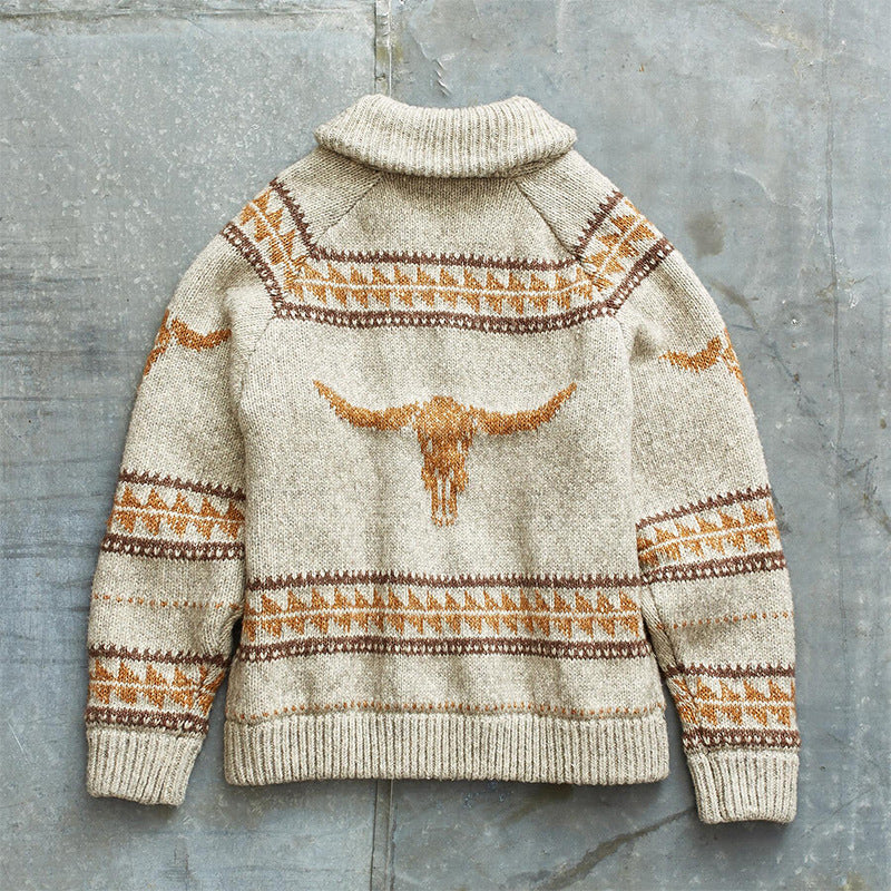 Men Sweater Men's Casual Printed Woolen Top