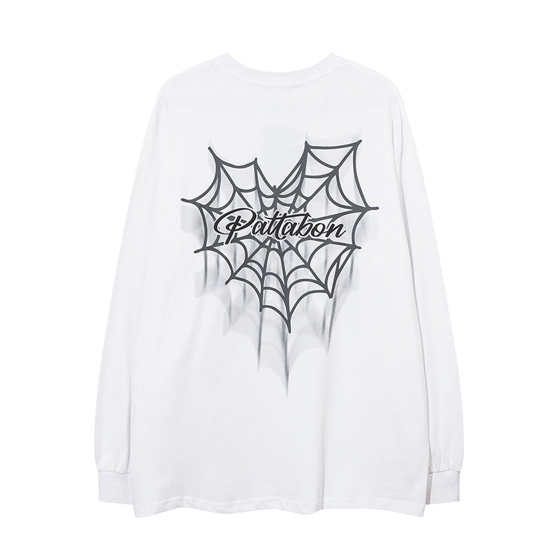 Men Long Sleeve Shirt Hiphop Spider Foam Print Couple Long Sleeve T-shirt Loose Men and Women