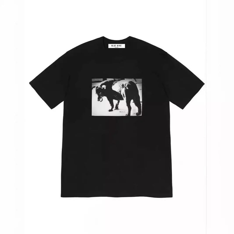 Mens T-shirts 22ss Daidó Moriyama Dog Tee Moriyama Avenue Wolf Dog Print Short Sleeve T-Shirt