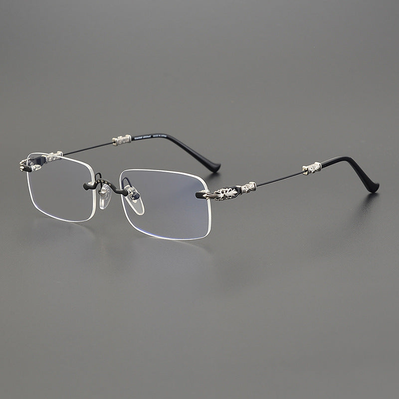 CHH Chrome Hearts Glasses Frameless Ultra Light Pure Titanium Myopia Anti-Blue Retro Glasses Frame
