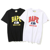 Bathing Ape T Shirt Black White Summer Cartoon Letter Print Casual Short Sleeve T-shirt