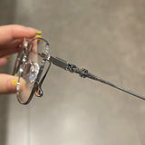 CHH Chrome Hearts Glasses Pure Titanium Ultra-light Square Gold Silk Edge Big Face Myopia Glasses Frame