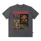 Men T Shirt Vintage Print Short Sleeves T-shirt Men and Women Vibe Style Loose