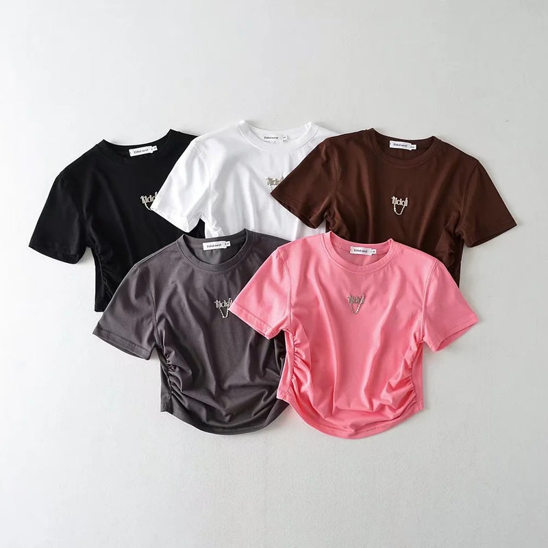Women T-Shirt Summer Casual T-shirt Fashion Tops round Neck