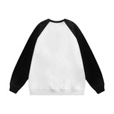 Men Hoodie Dog Print Raglan Long Sleeve Crew Neck Sweater