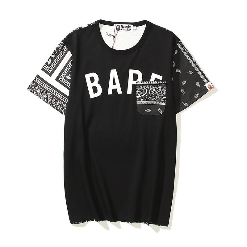 Bathing Ape T Shirt Summer Color Block Printing Fashion Short Sleeve T-shirt