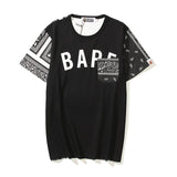 Bathing Ape T Shirt Summer Color Block Printing Fashion Short Sleeve T-shirt