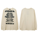 Men Long Sleeve Shirt Dark Series Graffiti Printing Upper Clothes Long Sleeves T-shirt Men and Women