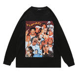 Men Long Sleeve Shirt Tupac Floral Print Long Sleeve Pullover Men and Women Loose Top