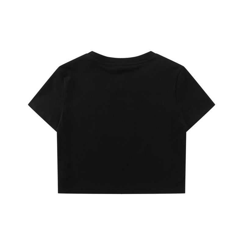 Women T-shirt Embroidered Short-Sleeved T-shirt for Girls Casual Short