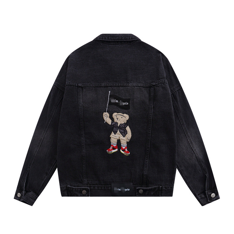 Palm Angle Jacket Palm Angels Embroidery Washed Denim Jacket Men and Women